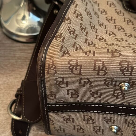 Dooney & Bourke Double Pocket Canvas Tote with Leather Trim- Tan/Brown - Picture 6 of 16